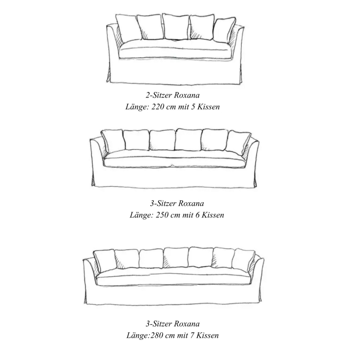 Sofa Roxana von Flamant mit Husse aus Leinen